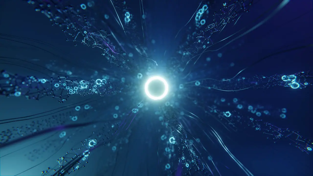 A tunnel of light converging to a single point